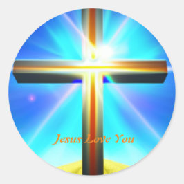Jesus Love You Cross Classic Round Sticker