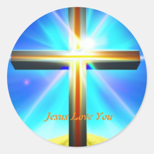Jesus Love You Cross Classic Round Sticker (Voorkant)
