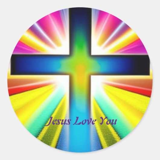 Jesus Love You Cross Classic Round Sticker (Voorkant)