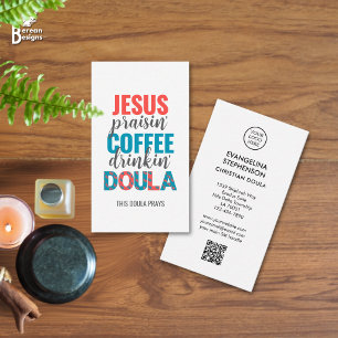 Jesus Lovende Koffie Drinkende Christelijke DOULA Visitekaartje