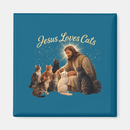 Jesus Loves Cats Christian Cat Lover Jesus Hugs Ca Magneet (Voorkant)