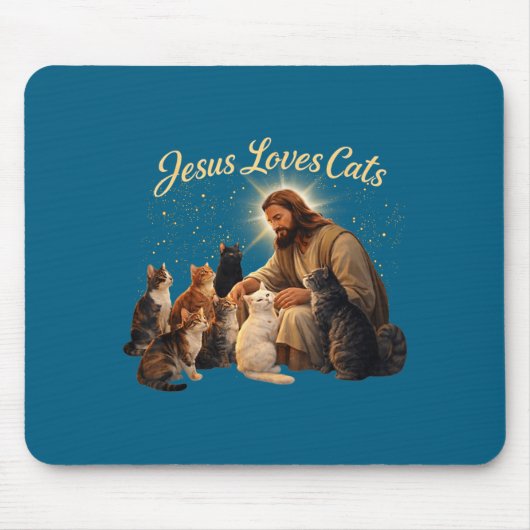 Jesus Loves Cats Christian Cat Lover Jesus Hugs Ca Muismat (Voorkant)