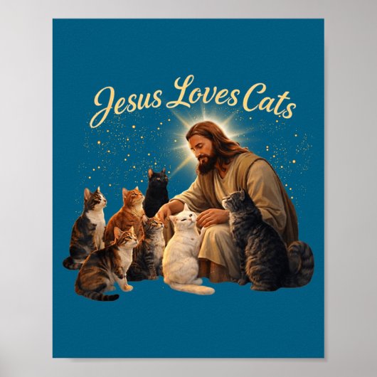 Jesus Loves Cats Christian Cat Lover Jesus Hugs Ca Poster (Voorkant)