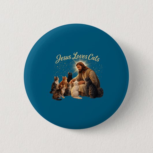 Jesus Loves Cats Christian Cat Lover Jesus Hugs Ca Ronde Button 5,7 Cm (Voorkant)
