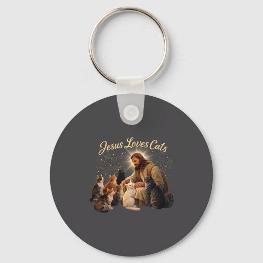 Jesus Loves Cats Christian Cat Lover Jesus Hugs Ca Sleutelhanger (Voorkant)