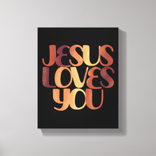 Jesus Loves Christelijk Lettertype Ontwerp Canvas Afdruk (Voorkant)