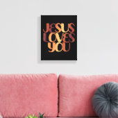 Jesus Loves Christelijk Lettertype Ontwerp Canvas Afdruk (Insitu (Woonkamer))
