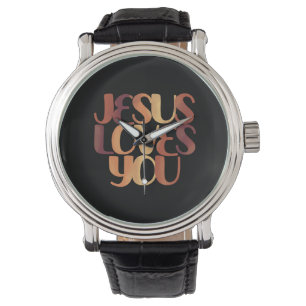 Jesus Loves Christelijk Lettertype Ontwerp  Horloge