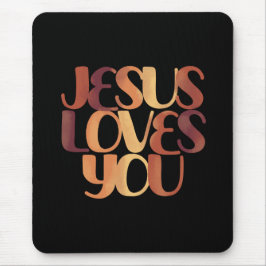 Jesus Loves Christelijk Lettertype Ontwerp  Muismat