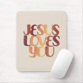 Jesus Loves Christelijk Lettertype Ontwerp Muismat (Met muis)