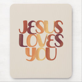 Jesus Loves Christelijk Lettertype Ontwerp  Muismat