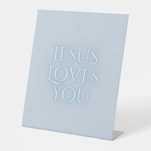 Jesus Loves Christelijk Lettertype Ontwerp Reclamebord Met Voetstuk