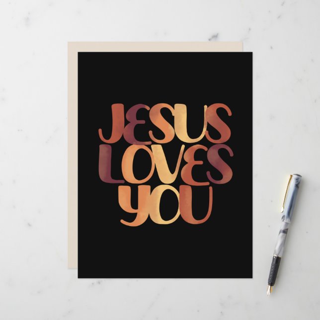 Jesus Loves Christelijk Typografie Ontwerp  (Voorkant / Achterkant in situ)