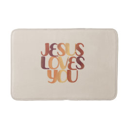 Jesus Loves Christelijk Typografie Ontwerp  Badmat