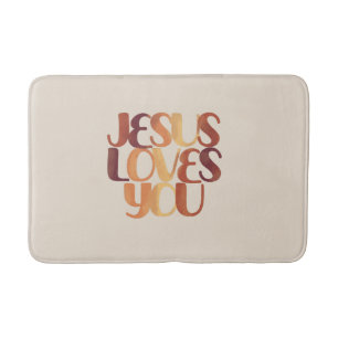 Jesus Loves Christelijk Typografie Ontwerp  Badmat
