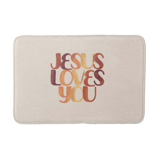 Jesus Loves Christelijk Typografie Ontwerp Badmat (Voorkant)