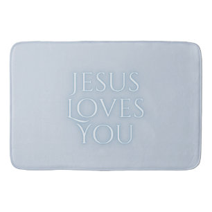 Jesus Loves Christelijk Typografie Ontwerp Badmat