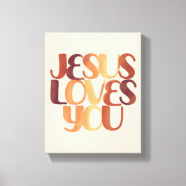 Jesus Loves Christelijk Typografie Ontwerp  Canvas Afdruk
