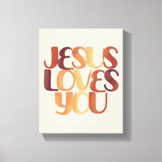 Jesus Loves Christelijk Typografie Ontwerp Canvas Afdruk (Voorkant)
