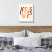 Jesus Loves Christelijk Typografie Ontwerp Canvas Afdruk (Insitu (Slaapkamer))