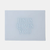 Jesus Loves Christelijk Typografie Ontwerp Deurmat (Voorkant)