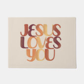 Jesus Loves Christelijk Typografie Ontwerp Deurmat (Voorkant)