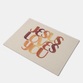 Jesus Loves Christelijk Typografie Ontwerp Deurmat (Schuin)