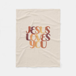 Jesus Loves Christelijk Typografie Ontwerp  Fleece Deken