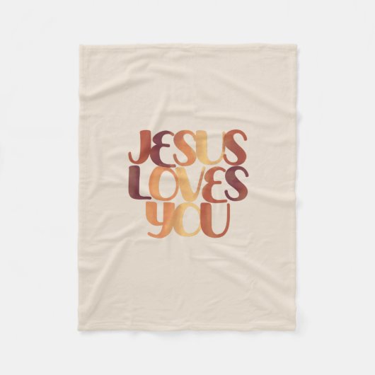 Jesus Loves Christelijk Typografie Ontwerp Fleece Deken (Voorkant)