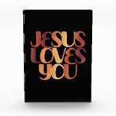 Jesus Loves Christelijk Typografie Ontwerp Fotoblokken (Voorkant)