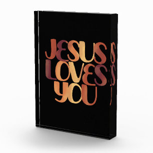 Jesus Loves Christelijk Typografie Ontwerp Fotoblokken