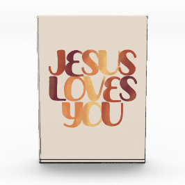 Jesus Loves Christelijk Typografie Ontwerp  Fotoblokken
