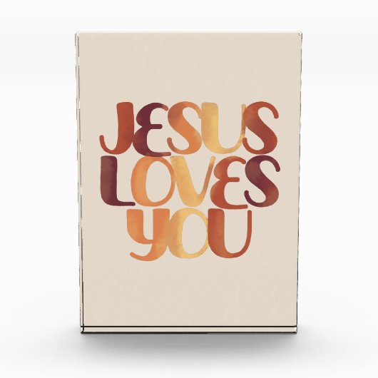 Jesus Loves Christelijk Typografie Ontwerp Fotoblokken (Voorkant)