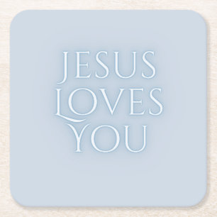 Jesus Loves Christelijk Typografie Ontwerp Kartonnen Onderzetters