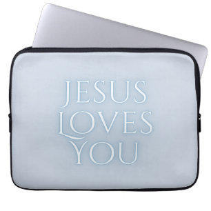 Jesus Loves Christelijk Typografie Ontwerp  Laptop Sleeve