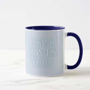 Jesus Loves Christelijk Typografie Ontwerp Mok