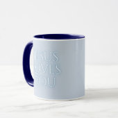 Jesus Loves Christelijk Typografie Ontwerp Mok (Voorkant links)
