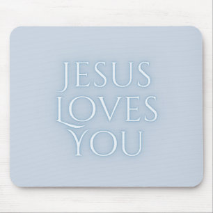 Jesus Loves Christelijk Typografie Ontwerp  Muismat
