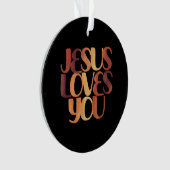 Jesus Loves Christelijk Typografie Ontwerp Ornament (voorkant)