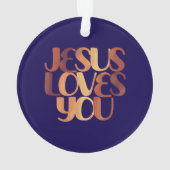 Jesus Loves Christelijk Typografie Ontwerp Ornament (achterkant)