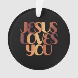Jesus Loves Christelijk Typografie Ontwerp  Ornament
