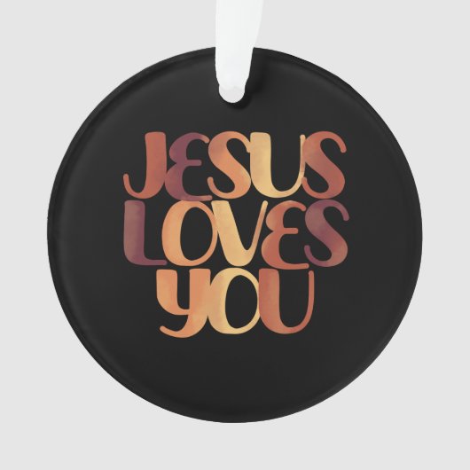 Jesus Loves Christelijk Typografie Ontwerp Ornament (voorkant)