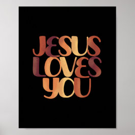 Jesus Loves Christelijk Typografie Ontwerp  Poster