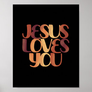 Jesus Loves Christelijk Typografie Ontwerp Poster