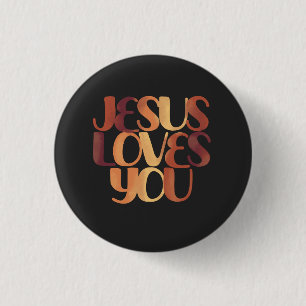 Jesus Loves Christelijk Typografie Ontwerp  Ronde Button 3,2 Cm