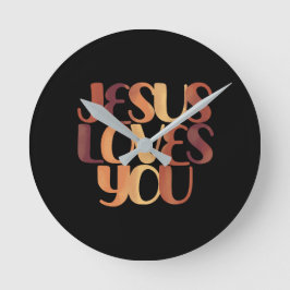 Jesus Loves Christelijk Typografie Ontwerp  Ronde Klok