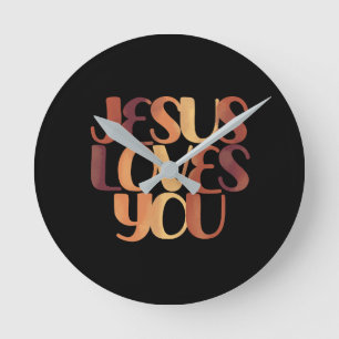 Jesus Loves Christelijk Typografie Ontwerp  Ronde Klok