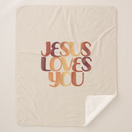 Jesus Loves Christelijk Typografie Ontwerp  Sherpa Deken