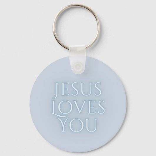 Jesus Loves Christelijk Typografie Ontwerp Sleutelhanger (Voorkant)