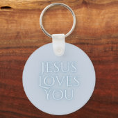 Jesus Loves Christelijk Typografie Ontwerp Sleutelhanger (Voorkant)